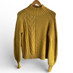 Sundance Chunky Cable-Knit Turtleneck Sweater in Mustard - Size Small